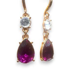 Shiny dangle earrings faux amethyst and diamond nwot